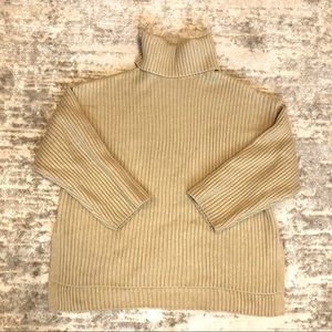 H&M Oversized Turtleneck Ribbed Beige Sweater size Large